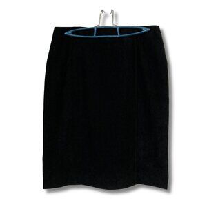 BELLESSA Vintage black faux suede pencil skirt ~ SMALL MEDIUM 1990s Y2K goth